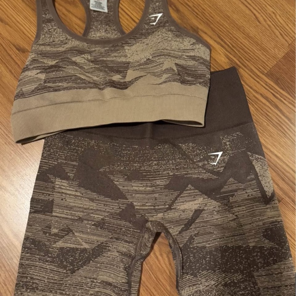 Gymshark Brown Patterned Bike Shorts